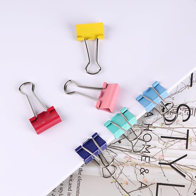 Ufmarine 60 Pcs Small Binder Clips 3/4 inch, Colored Small Paper Clips - Image 7