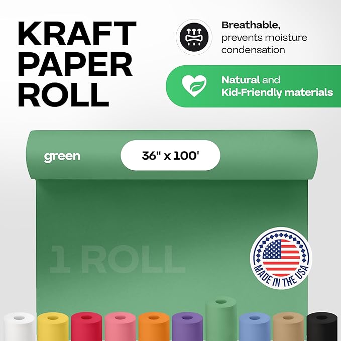 36" x 1200" Christmas Green Kraft Paper Roll - Image 2