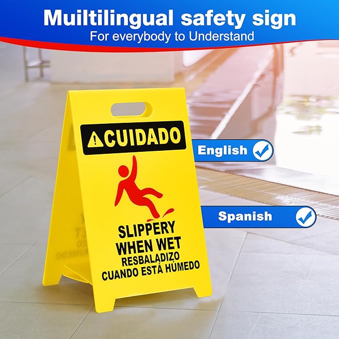 MATTHEW CLEANING 19'' Industrial Wet Floor Sign Standalone 2-Sided Durable - Image 6