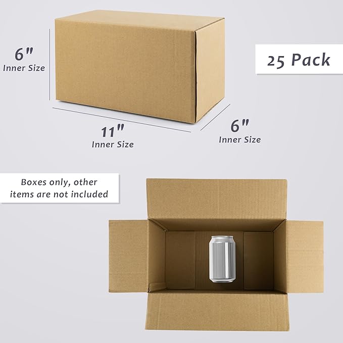 Frametory 11x6x6 Pack of 25 Corrugated Cardboard Packing Shipping Mailing - Image 2