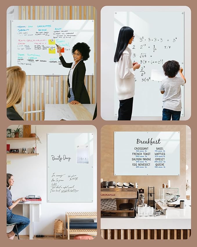 Mifuro Magnetic Glass Whiteboard，72"x48" Wall Mounted Frameless Dry Erase Board - Image 9