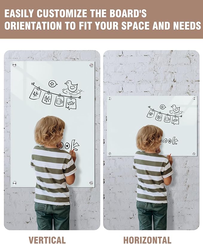 Mifuro Magnetic Glass Whiteboard，36"x24" Wall Mounted Frameless Dry Erase Board - Image 8