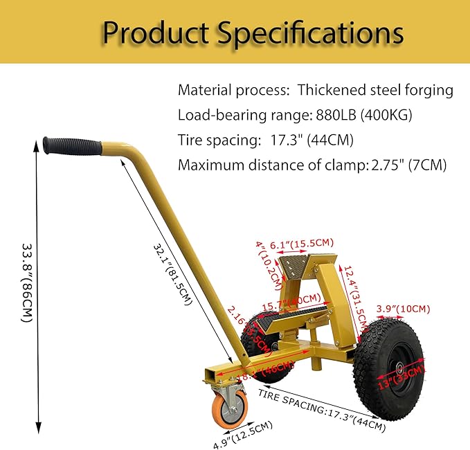 880LB Marble Slab Handling Truck, Heavy-Duty Stone Plate Mover - Image 2
