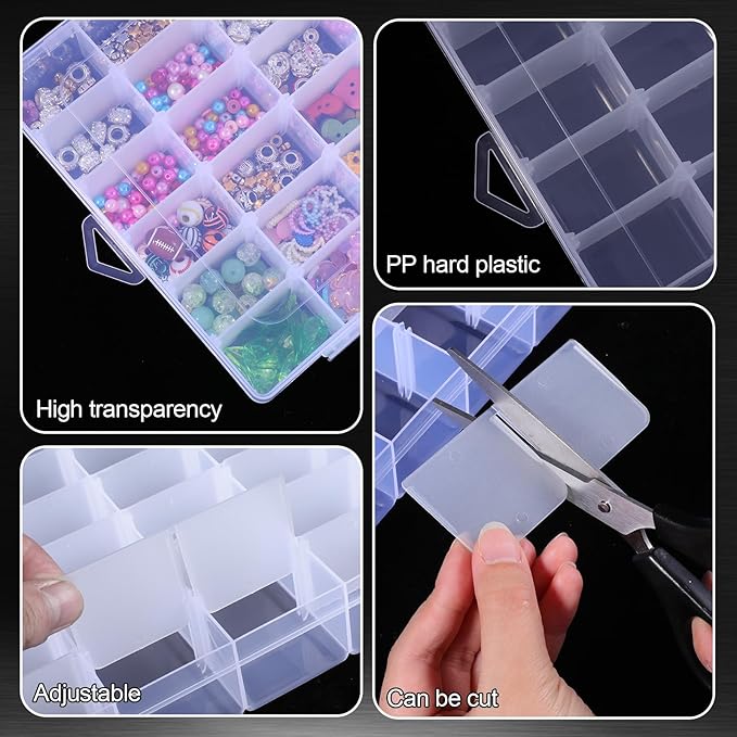 Dimeho 6 Pack Bead Organizer Box Plastic Clear Storage Containers 36 Grids - Image 4