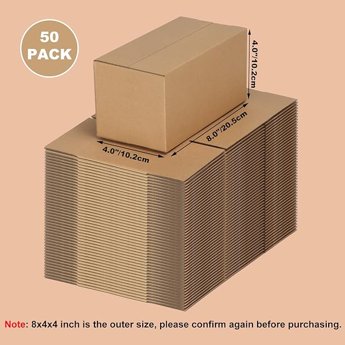 EdenseeLake 50 Pack 8x4x4 inches Small Shipping Boxes Corrugated Cardboard Boxes - Image 3