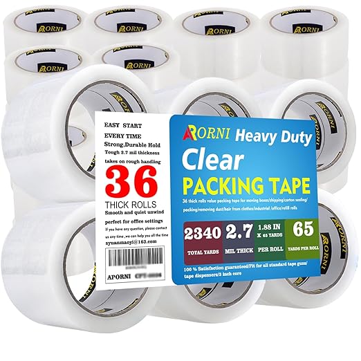 Clear Packing Tape Heavy Duty Refill Rolls Sealing Great by APORNI