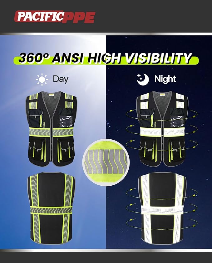 PACIFIC 10 Pockets Class 1 Safety Vest - Image 3