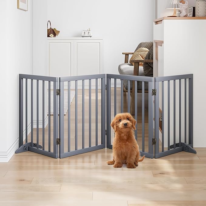 Dog Gates for Doorways 74-Inch Wide Freestanding Pet Gates for Dogs 24-inch by MinoKesper