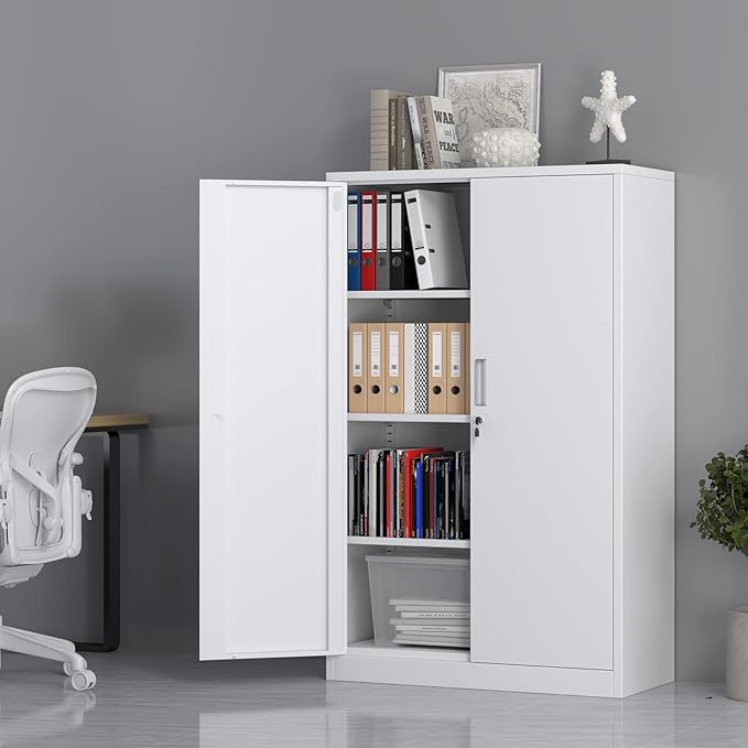Metal Storage Cabinet with Locking Doors and 3 Adjustable Shelves, 53.5-Inch - Image 4