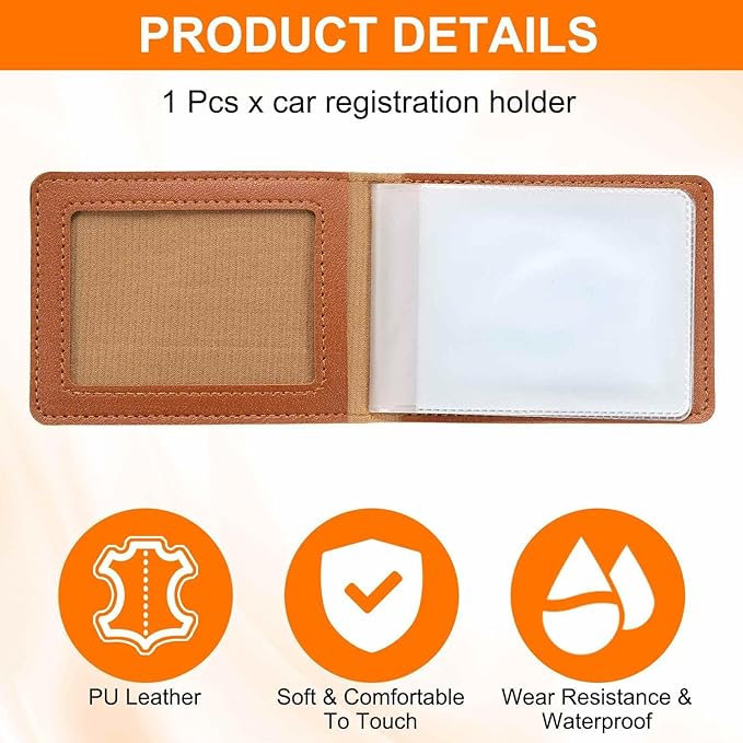 HARFINGTON Car Registration and Insurance Holder PU Leather Vehicle Glove Box - Image 3