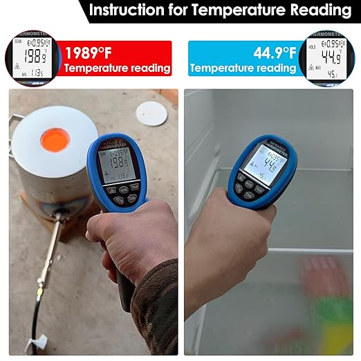 BTMETER BT-1800 Non Contact Pyrometer High Temperature Infrared Thermometer Gun - Image 6
