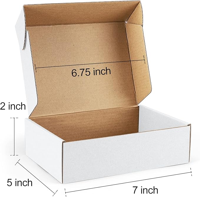 Shipping Boxes 7x5x2 inches White Small Mailing Boxes 25 Pack Cardboard - Image 2