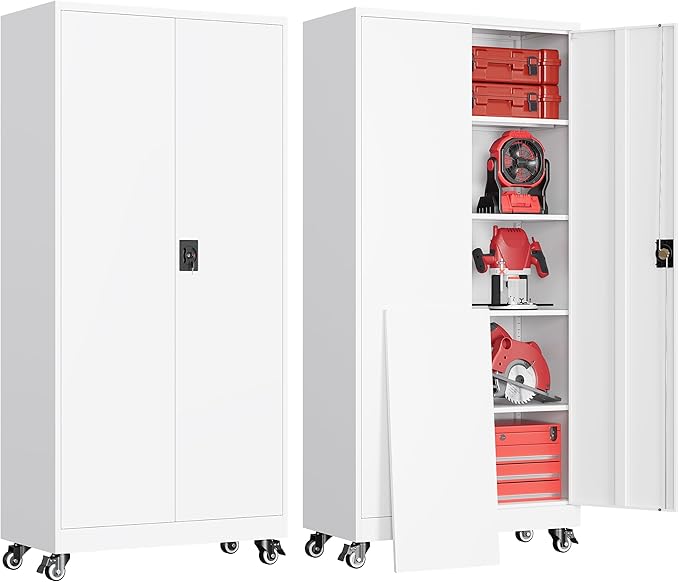 Garage Storage Cabinet with Doors and Shelves, Garage Cabinets with Wheels by AFAIF