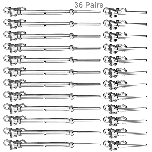 WAYSKA 36 Pairs Stainless Steel Cable Railing Kit Fit 1/8" Wire Rope, Angle by WAYSKA