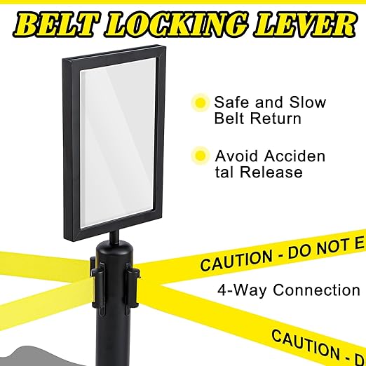 Therwen 6 Pack Heavy Duty Crowd Control Stanchions 9.8 ft Stainless Steel - Image 5