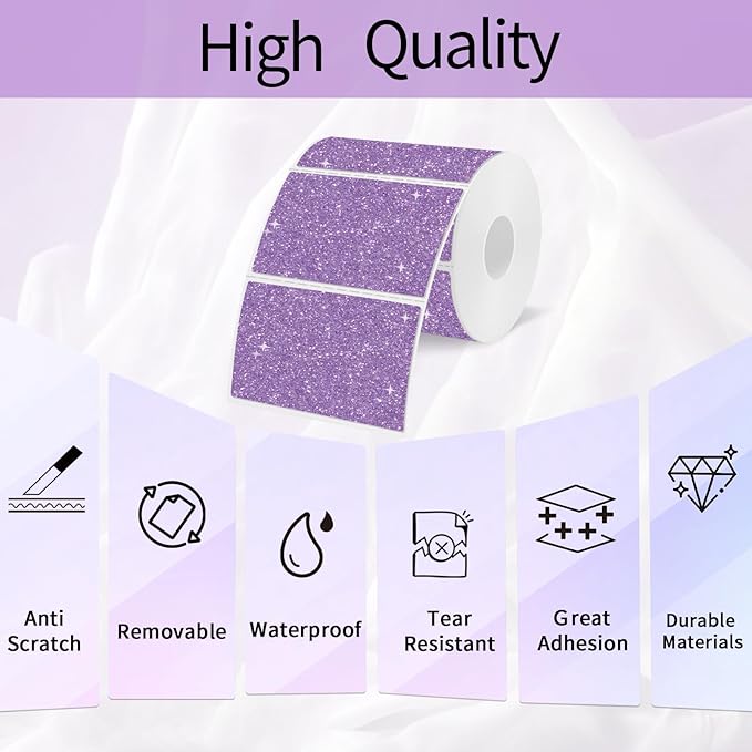 3x2 Inch Holographic Thermal Labels, Glitter Thermal Stickers - Image 4