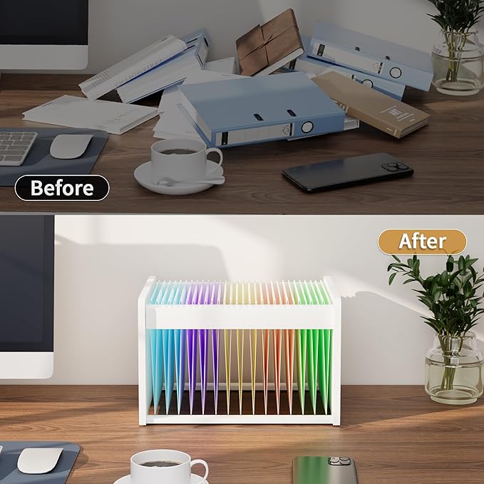 Bamboo Hanging File Organizer, Office Desk File Organizer - Image 3