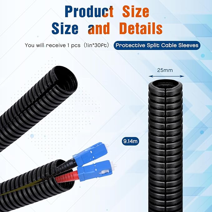 Sasylvia 1'' X 30 ft Split Wire Loom Cord Protector Tubing Split Conduit - Image 2