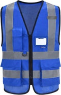 A-SAFETY Blue High Visibility Vest Reflective Safety Vest, Hi Vis Bright Neon by A-SAFETY