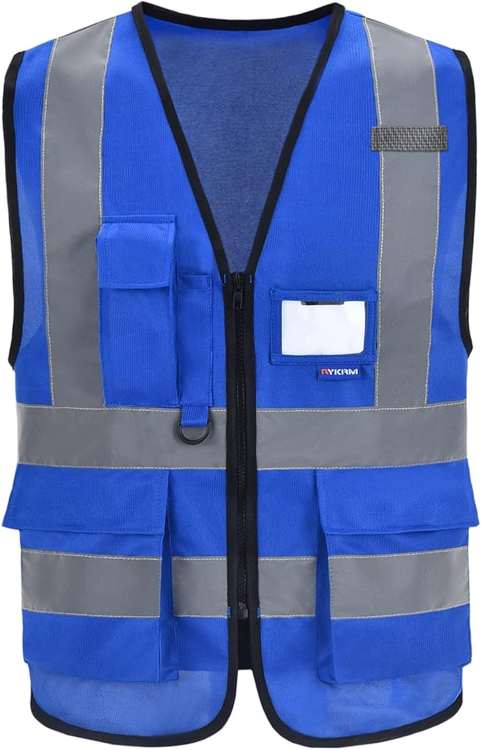 A-SAFETY Blue Safety Vest Reflective Work Vest, Hi Vis Bright Neon Color by A-SAFETY