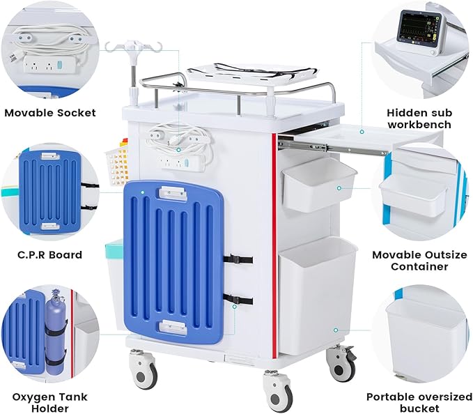 Medical Cart, Rolling Medication Carts - Image 3