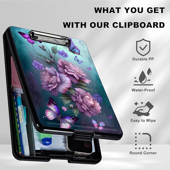 Clipboard with Storage, Plastic Storage Clipboard with Low Profile Clip - Image 6