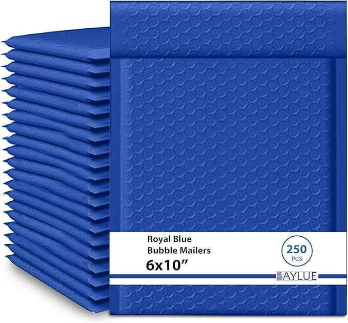 Royal Blue Small Poly Bubble Mailers 6x10 inch #0 | Self Seal Padded Envelopes by BAYLUE