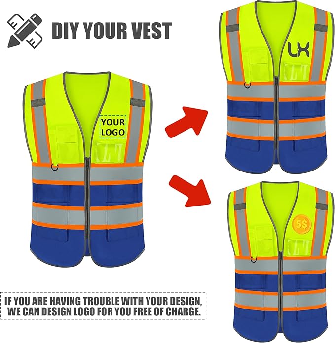 BeautyWill Custom Logo 10/20 Pack Safety Vest Class2 High Visibility Vest - Image 2