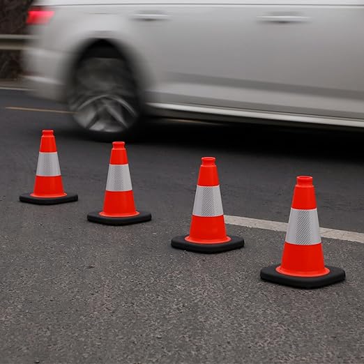 4 Pack 12 Inch Orange PVC Traffic Cones Black Base Stable Durable, Sport - Image 6