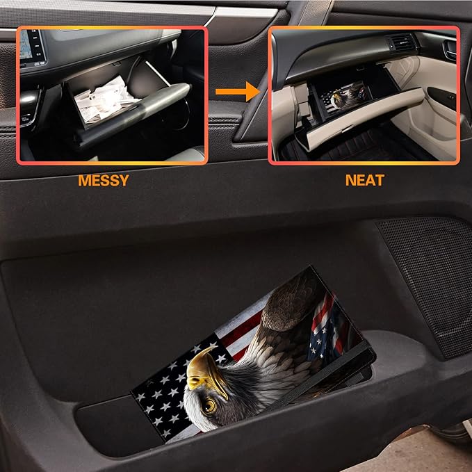 Car Registration and Insurance Holder, Leather Vehicle Glove Box Organizer - Image 6