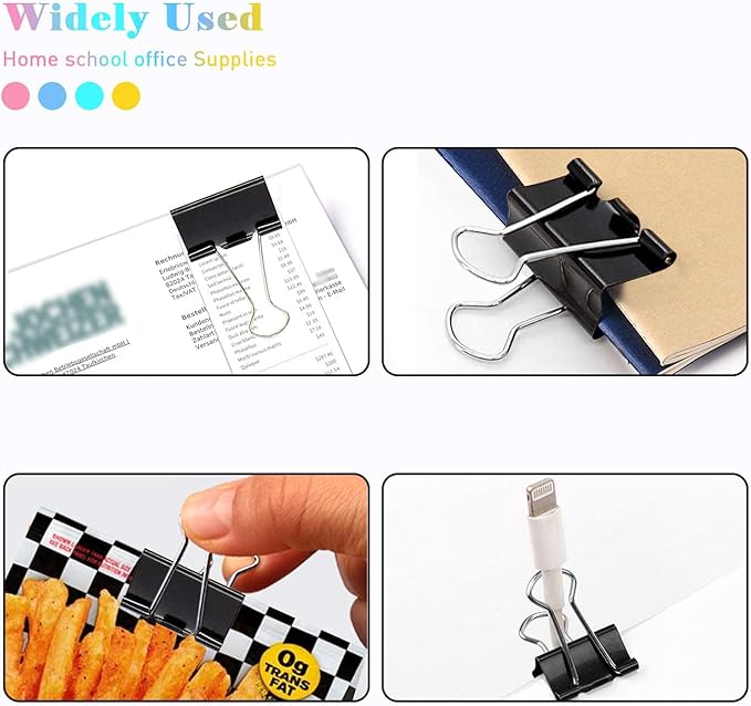 Small Binder Paper Clips 3/4 Inch Standard 19mm, 144 Pack, 0.75 Inch Fold Clamp - Image 6