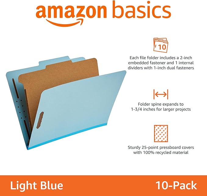 Amazon Basics Classification Folder- 100% Recycled, 1 Divider, 12.20 x 10.61 - Image 2