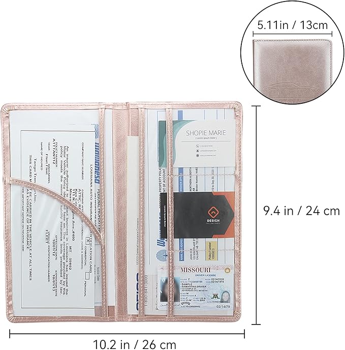 Car Registration and Insurance Holder, Premium Pu Leather Vehicle Glove Box - Image 2