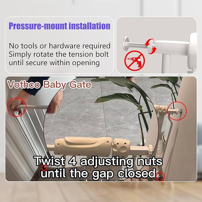 Extra Wide Baby Gate 43.5-48 Inch, Pressure Mounted No Drilling, Heavy Duty - Image 5