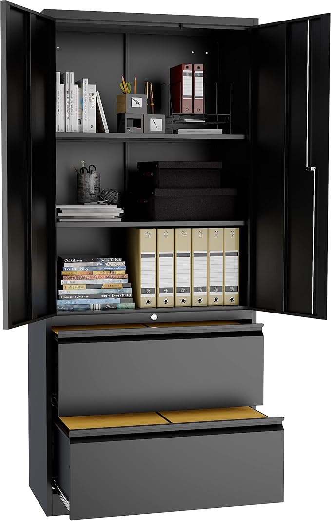 Metal Cabinets with Lockable Drawers and Doors Lateral File Cabinets Steel by Fesbos