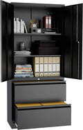 Metal Cabinets with Lockable Drawers and Doors Lateral File Cabinets Steel by Fesbos