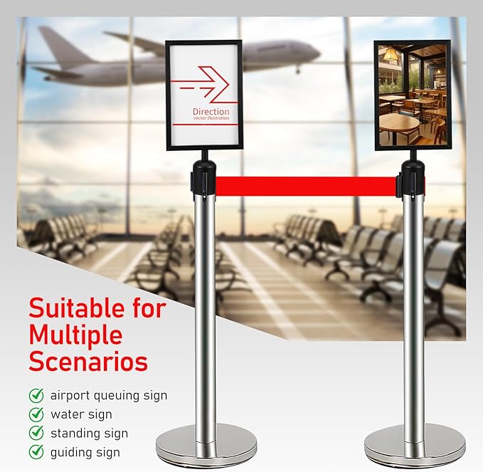 VICASKY Stanchion Sign Holder Queue Barrier Crowd Control Barriers Retractable - Image 6