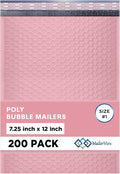 Light Pink Poly Bubble Mailers 7.25x12 inch #1 | Self Seal Padded Envelopes | by MAILERVIEW