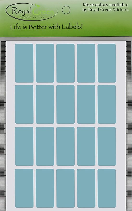 Royal Green Rectangle Sticker Labels 1.57 inch x 0.75 inch Light Blue - Image 4