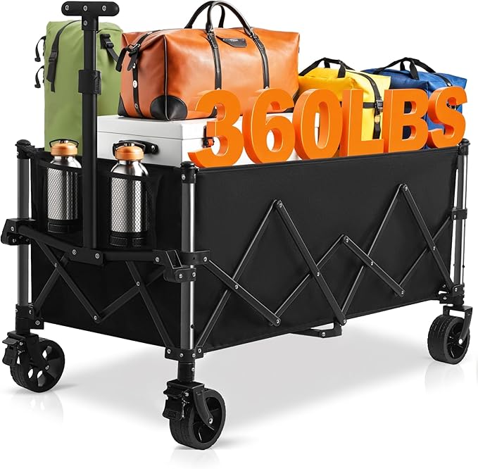 Favoyard Extra Large Collapsible Wagon Carts Foldable 220L & 360LBS Portable by OutdoorFurnitureAccessories