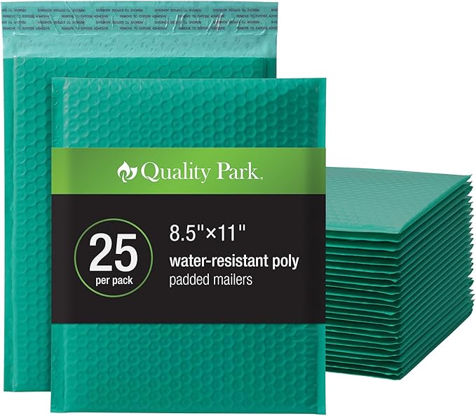Quality Park Bubble Mailers, 8.25 x 11, Turquoise Poly Mailers, Padded Envelopes by Quality+Park