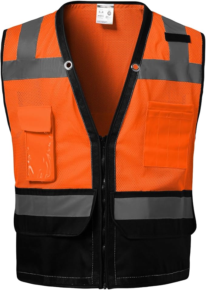 Reflective Safety vest With back plan pocket, High visibility Class 2 Heavy by DPSAFETY