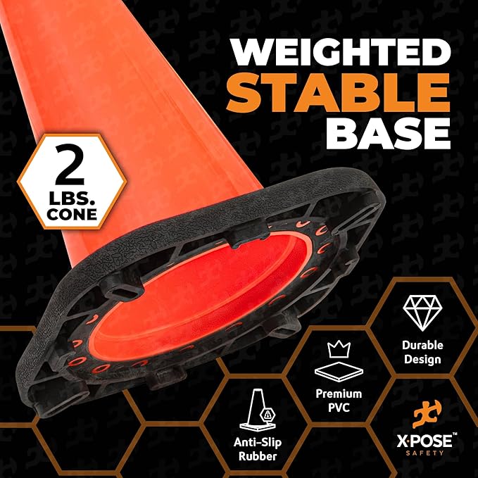 Xpose Safety 12 Inch Orange Traffic Cones, Kids and Construction - Image 4