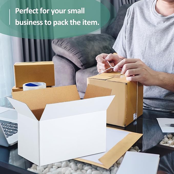 Eupako 11x6x6-Small-Shipping-Boxes-30-Pack-White-Corrugated-Box-Mailers - Image 6