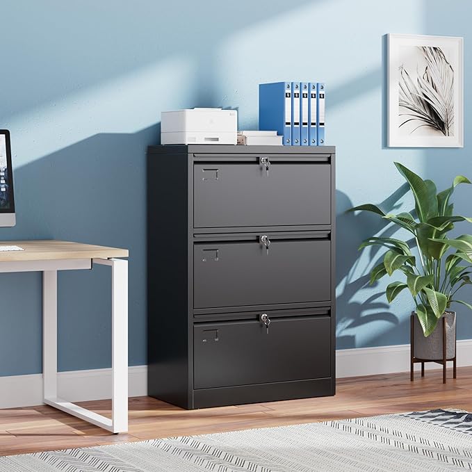 Aobabo 3 Drawer Wide Lateral File Cabinet, Metal Filing Cabinet - Image 2