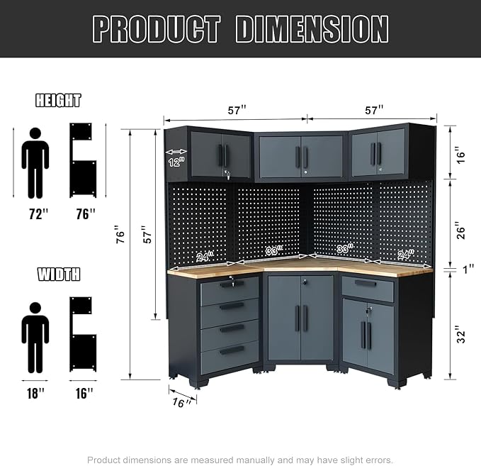 Garage Storage Cabinet System 8-Pcs Garage Cabinets and Storage System Corner - Image 3