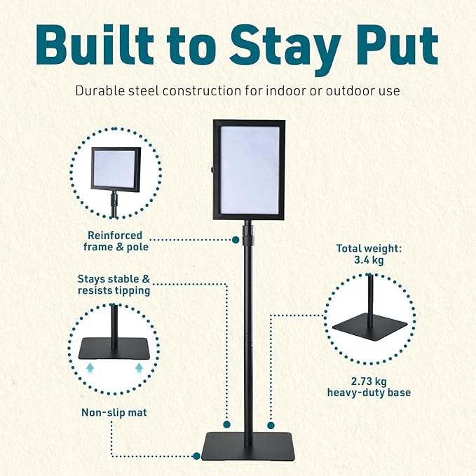 2 PACK Double-Sided Adjustable Heavy Duty Pedestal Sign Holder Stand - Image 6