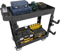 34"*17" Heavy Duty Utility Cart, 2 Shelf Plastic Rolling Cart Tool Cart by Maemttes