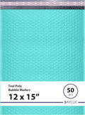 Teal Large Poly Bubble Mailers 12x15 inch | Self Seal Padded Envelopes by BAYLUE