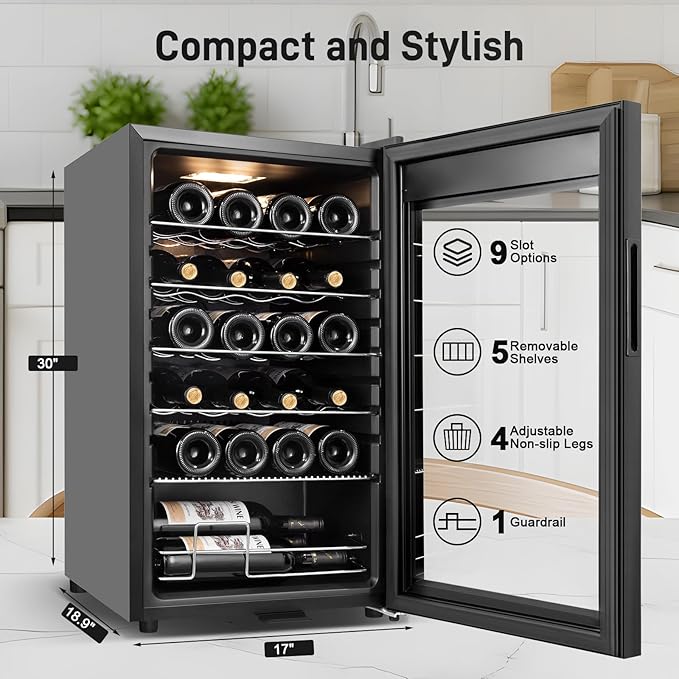 Tylza 24 Bottles Wine Fridge, Wine Cellar - Image 7